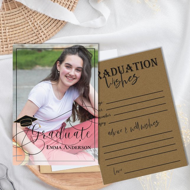 Fotoklass i student 2025 Studenten Rådkort (Graduation advice card with photo, designed for Class of 2026 graduation parties and open houses)