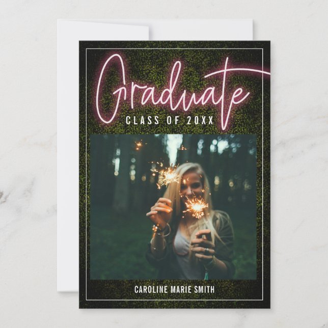 Fotoklass Neon Student i Studenten Inbjudningar (Framsida)