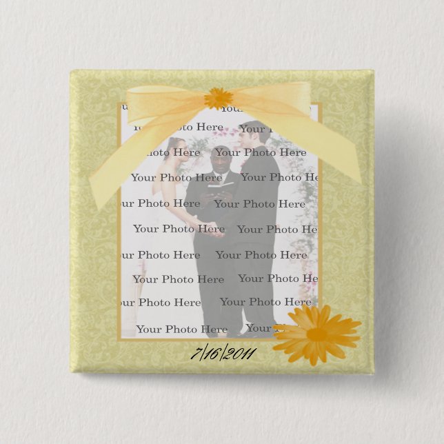 Fotoknappen gult Flower Square Knapp (Framsida)