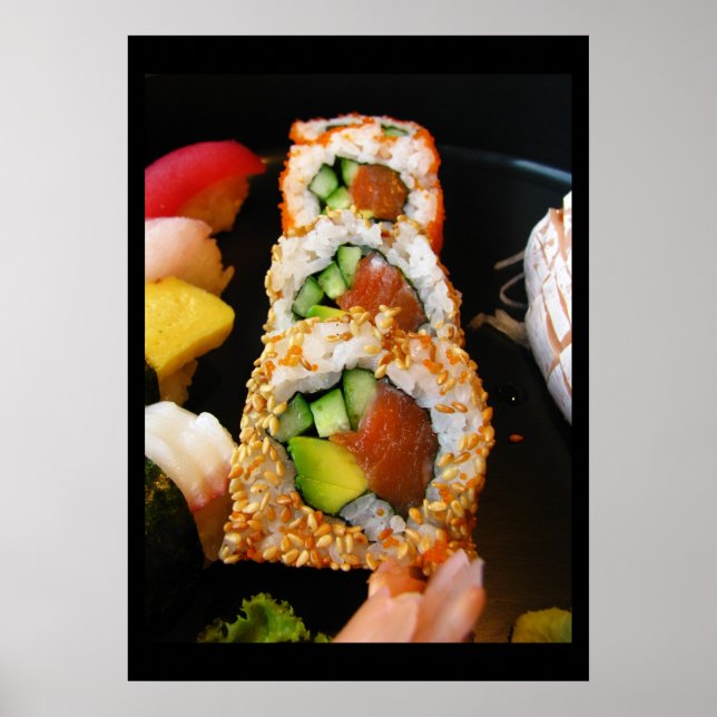 Fotokock för Sushi California roll sashimi foodie  Poster (Framsidan)