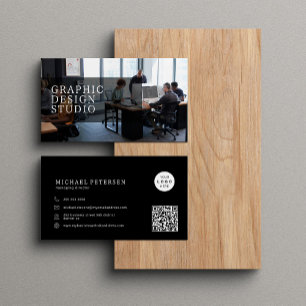 Fotokod QR-logotyp, modern professionell svart Visitkort