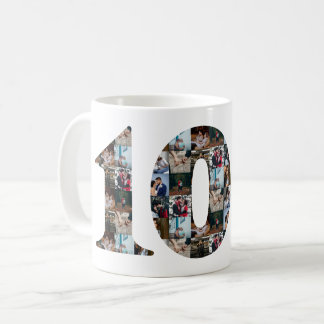 Fotokollage 10-årsgåvor per år kaffemugg