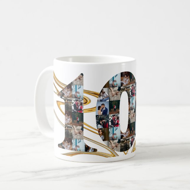 Fotokollage 10-årsgåvor per år kaffemugg (Framsida vänster)