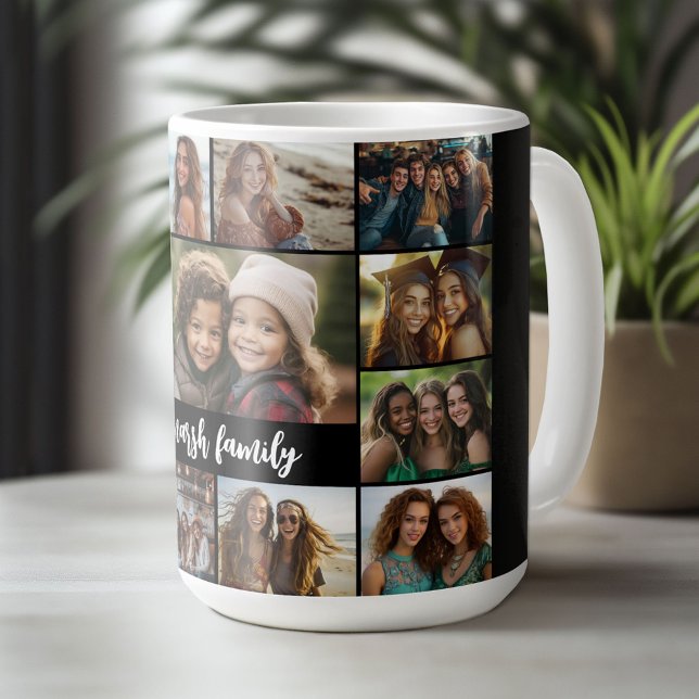 Fotokollage - 13 Bilder textblock svart vitt Kaffemugg (Custom Photo Mug)