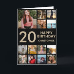 Fotokollage 13 Foton, svart och Guld Kort<br><div class="desc">20:e Grattis på födelsedagen Photo Collage 13 Photos Black and Guld Birthday Card för alla åldrar. Den 13:e 15:e 16:e 18:e 20:e 30:e 40:e 60:e 70:e 80:e 90:e 100:e, alla åldrar. Om du vill göra ytterligare anpassningar klickar du på knappen "Anpassa" och användor verktyg som är utformat för att ändra...</div>