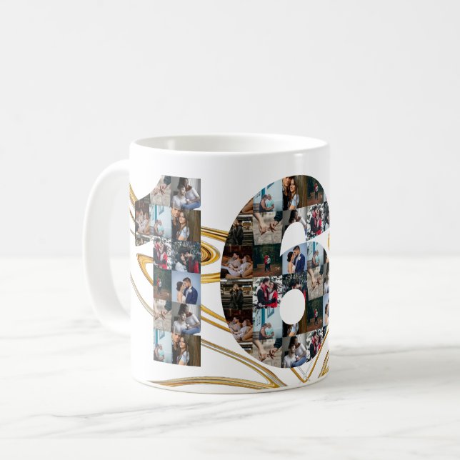 Fotokollage 16-årsgåvor per år kaffemugg (Framsida vänster)