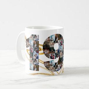 Fotokollage 19-årsgåvor per år samtidiga kaffemugg