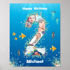 Fotokollage 2:a födelsedag under havet poster