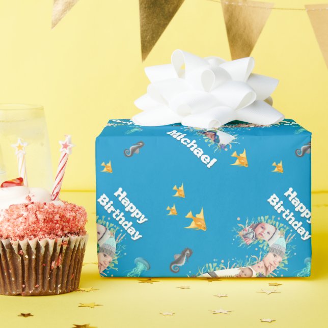 Fotokollage 2:a födelsedag under havet presentpapper (Födelsedagsfest)