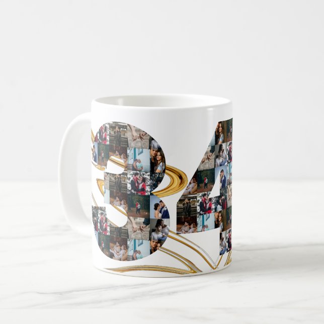 Fotokollage 34-årsgåvor per år kaffemugg (Framsida vänster)