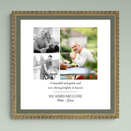 Fotokollage 3 fotot - enkelt begravningsminne poster