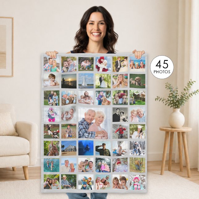 Fotokollage 45 bilder redigerbar grå Personlig Fleecefilt (Skapare uppladdad)