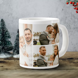 Fotokollage - 4 Foton, Anpassningsbar, svart, vitt Jumbo Mugg