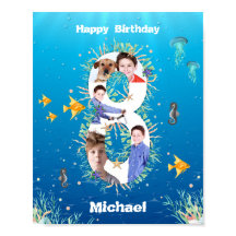 Fotokollage 8:e födelsedag under havet