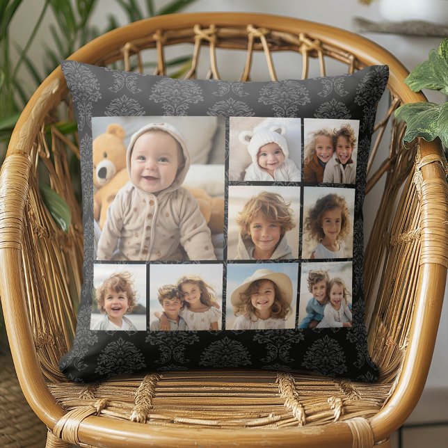 Fotokollage - 9 foton svart kudde (Custom Photo Pillow - Add Your Own Pics!)