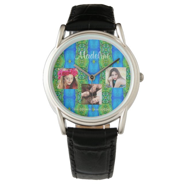 Fotokollage - anpassningsbar - textmall för bonust armbandsur (Framsida)