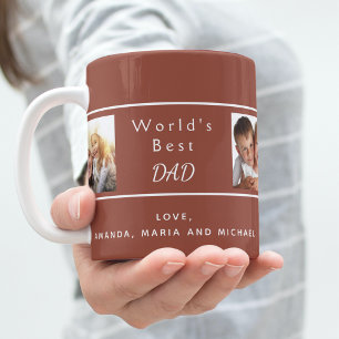 Fotokollage av familjen Far pappa brun Kaffemugg