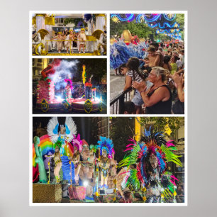 Fotokollage av samba skolor parad, montevideo poster
