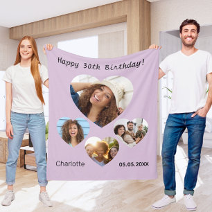 Fotokollage av typen Birthday namn Fleecefilt