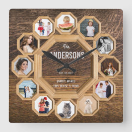 Fotokollage av Vintage ram Clock Fyrkantig Klocka