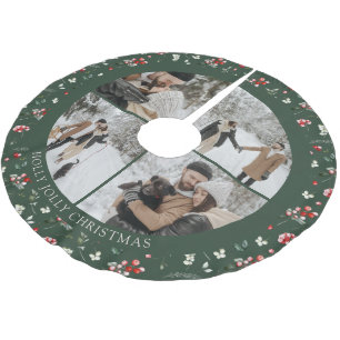 Fotokollage Bär Mönster Grön Julgransmatta Borstad Polyester