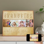 Fotokollage - Barnbarn gör Life Grand Rustic Poster<br><div class="desc">Skapa din egen fotokollage åt dina morföräldrar. Denna skorpa, vintage stil poster i neutralt, den antika krämen kommer att se underbar ut med vilken dekoration som helst och alla far- och morföräldrar kärlek har foton av sina barnbarn. Det står "barnbarn gör livet stort" och ramar din fotoremsa. Mallen ställs in...</div>