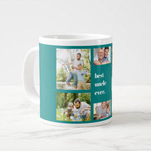 Fotokollage Bästa farbror någonsin Teal och Whit Jumbo Mugg
