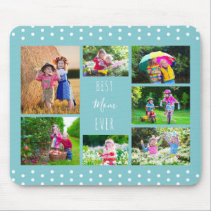 Fotokollage Bästa Mamma någonsin Himlar Blue Musmatta