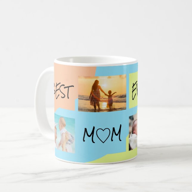 Fotokollage Bästa mamma någonsin-pastel Kaffemugg (Framsida vänster)