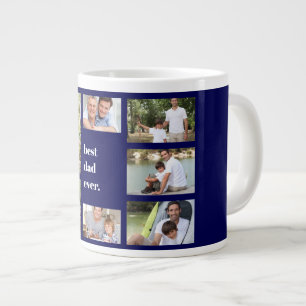 Fotokollage Bästa Pappan någonsin Blå och vit Jumbo Mugg