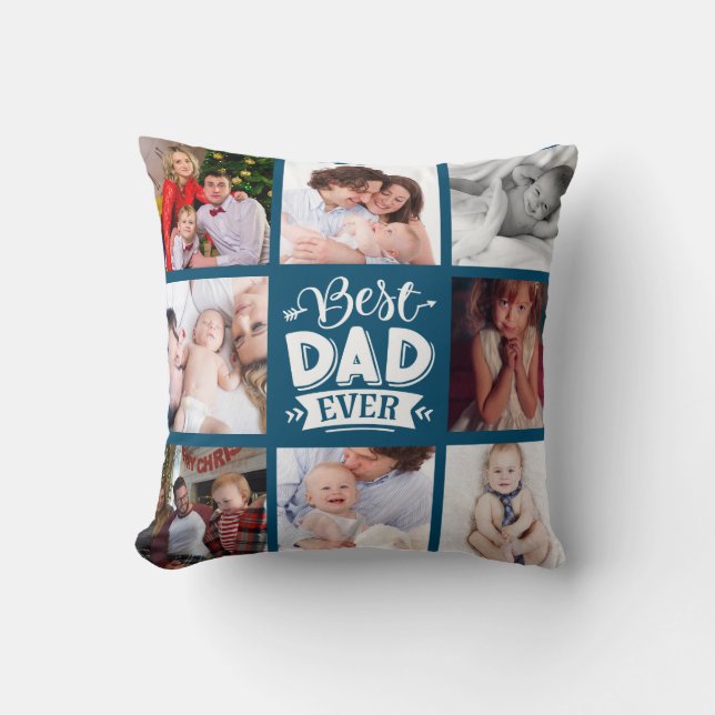 Fotokollage BEST PAPPA EVER Fars dag Gift Kudde (Framsida)