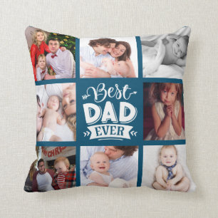 Fotokollage BEST PAPPA EVER Fars dag Gift Kudde