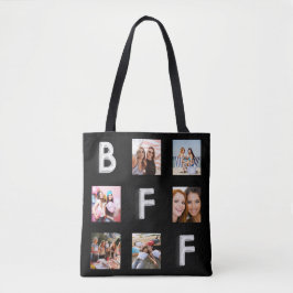 Fotokollage BFF för Friend Black silver Tygkasse