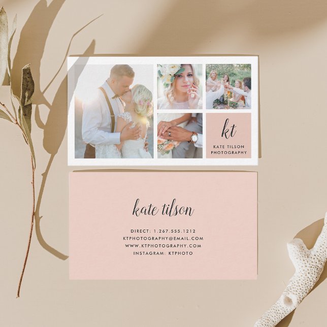 Fotokollage & Calligraphy Monogram Photograf Visitkort (Skapare uppladdad)