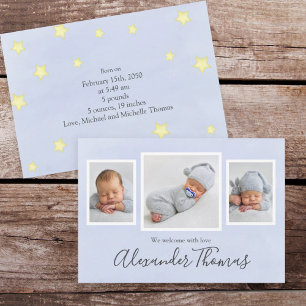 Fotokollage Cute Simple Whimsical Stars Nyfödd Meddelande