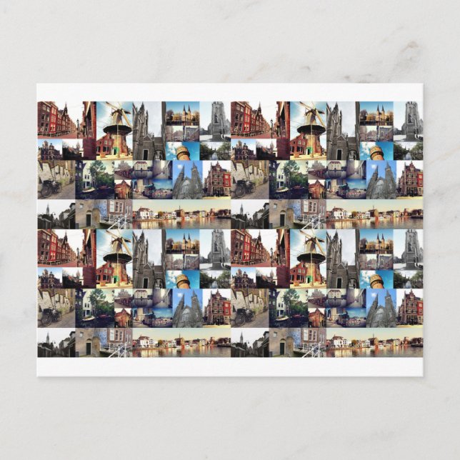 Fotokollage Delft 6 Vykort (Framsida)