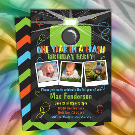 Fotokollage ett år i Flash Första födelsedag I Inbjudningar