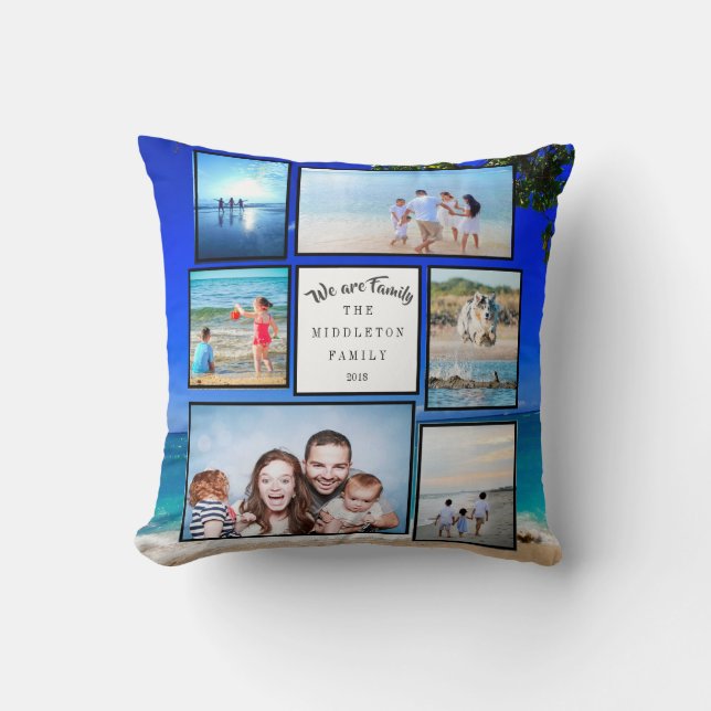 Fotokollage Family Beach Kudde (Framsida)