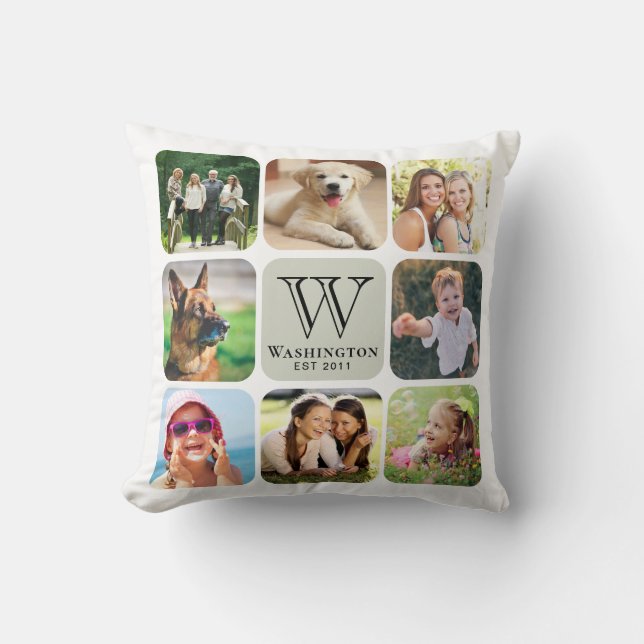 Fotokollage Family Monogram Kudde (Framsida)