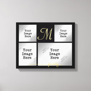 Fotokollage, FAMILY Title i Guld (redigera färg) Canvastryck