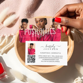 Fotokollage fet Namn-skriptkalligrafi QR-kod Visitkort