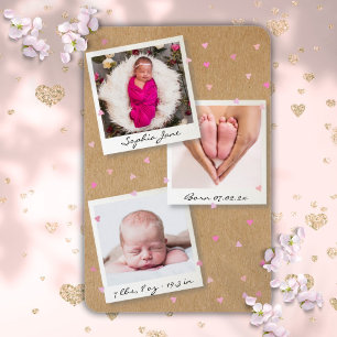 Fotokollage Flicka Birth Stats Announcement Magnet