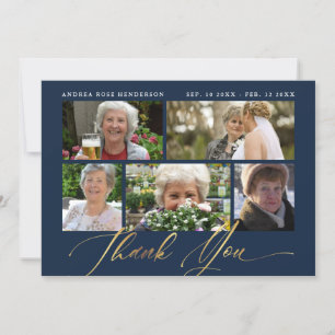 Fotokollage flottan & Guld Calligraphy Funeral Tack Kort