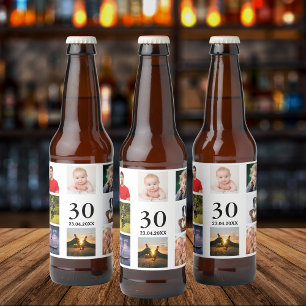 Fotokollage för 30års födelsedag party ölflaska etikett