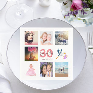 Fotokollage för 30års födelsedag party pappersservett