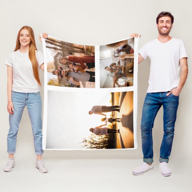 Fotokollage för 3 Anpassningsbar Fleecefilt (På plats)