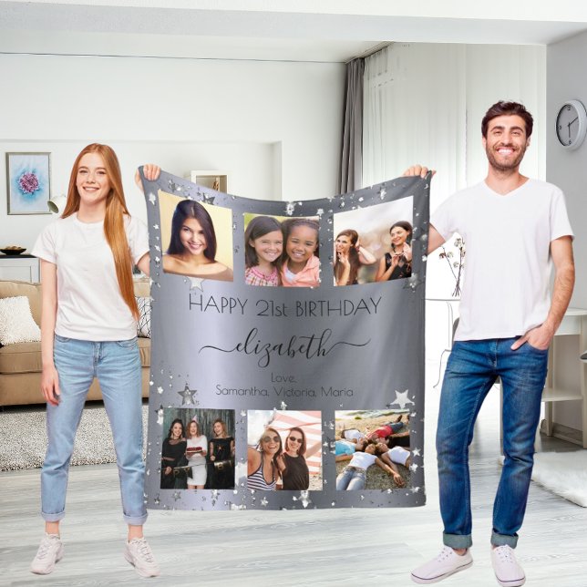 Fotokollage för anpassningsbar på födelsedagen, si fleecefilt (Skapare uppladdad)