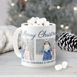 Fotokollage för Anpassningsbarna god jul Blue Scri Kaffemugg