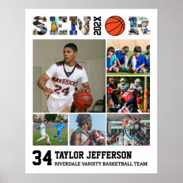 Fotokollage för basketbollspelarens ledande idrott poster