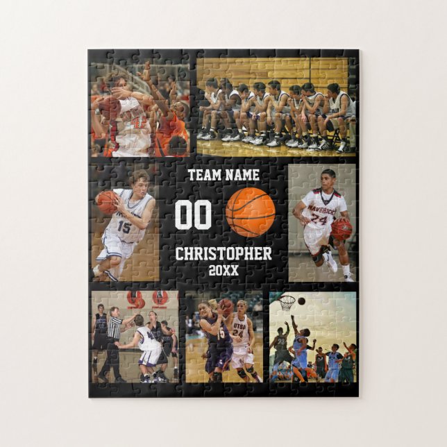 Fotokollage för basketbollteam pussel (Vertikal)